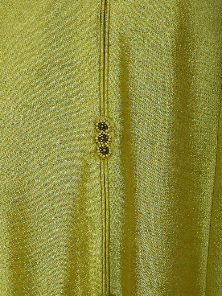 Green Floral Designed Raw Silk Salwar Suit - Diadem