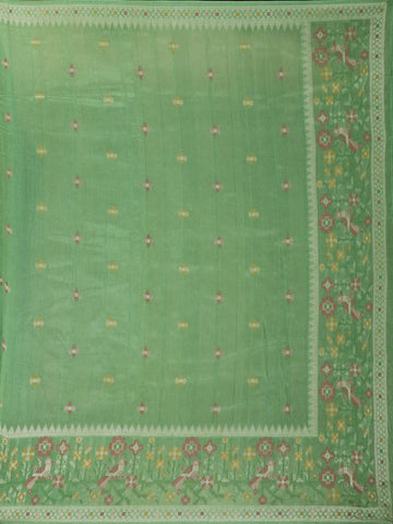 Green Floral Designed Raw Silk Saree - Diadem
