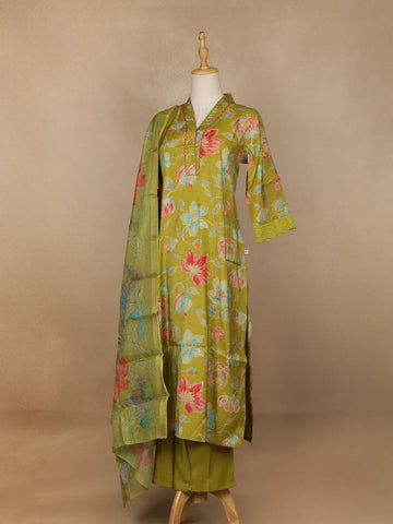 Green Floral Designed Salwar Suit - Diadem