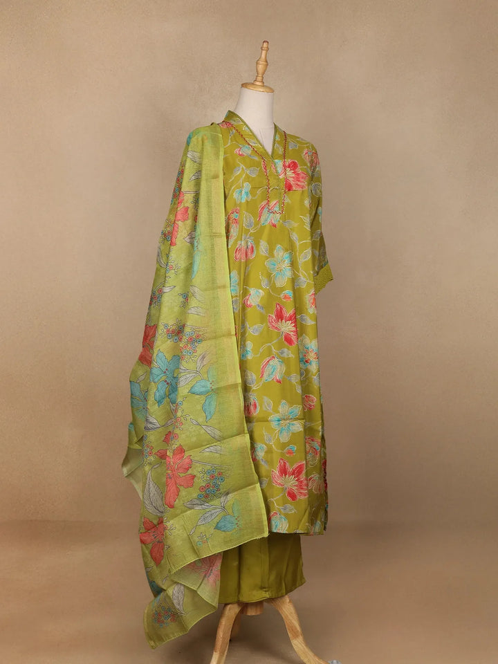Green Floral Designed Salwar Suit - Diadem