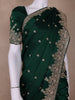 Green Floral Designed Satin Saree - Diadem