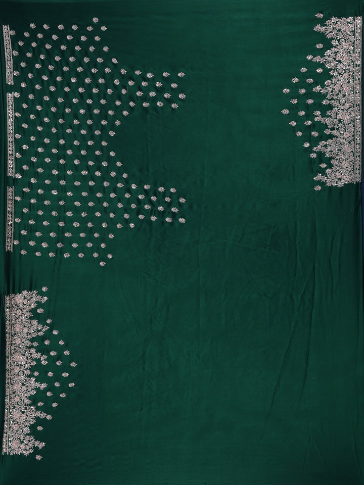 Green Floral Designed Satin Saree - Diadem