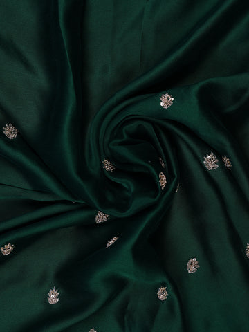 Green Floral Designed Satin Saree - Diadem