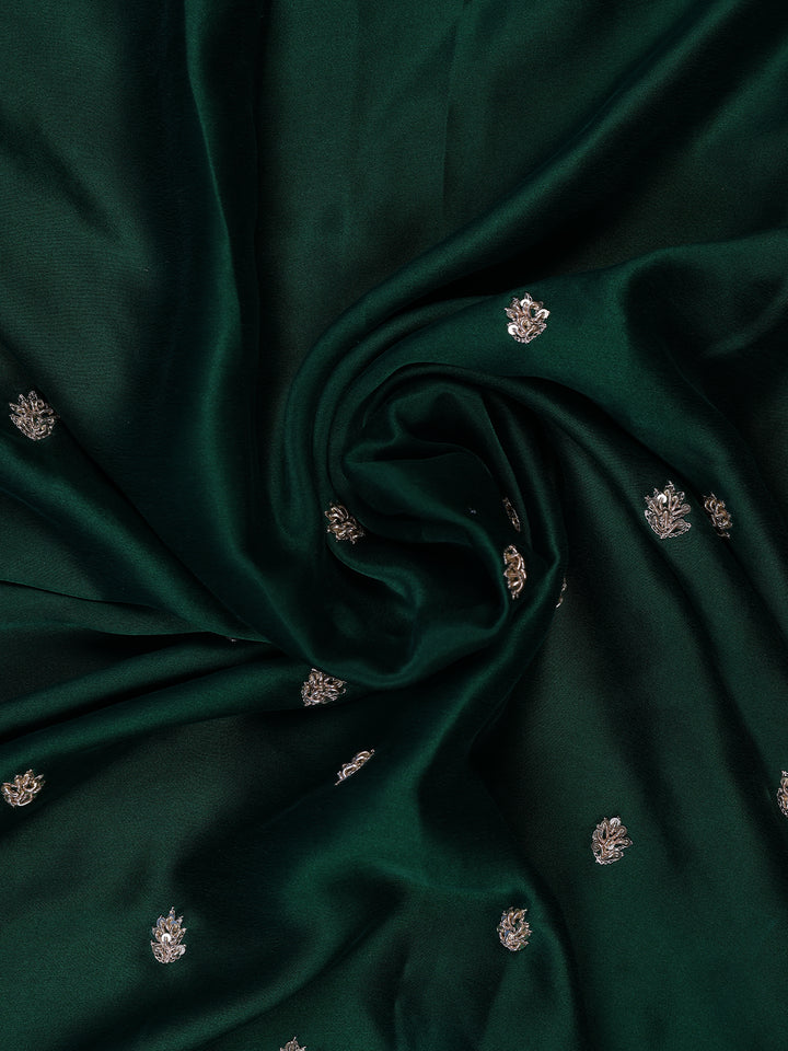 Green Floral Designed Satin Saree - Diadem
