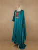 Green Floral Designed Semi Silk Anarkali Salwar Suit - Diadem