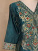 Green Floral Designed Semi Silk Salwar Suit - Diadem