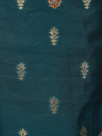 Green Floral Designed Semi Silk Salwar Suit - Diadem