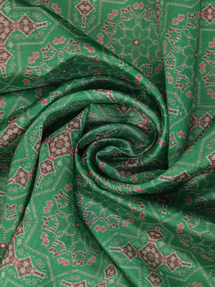 Green Floral Designed Semi Silk Saree - Diadem