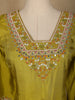 Green Floral Designed Semi Silk Sharara Salwar Suit