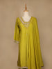 Green Floral Designed Semi Silk Sharara Salwar Suit