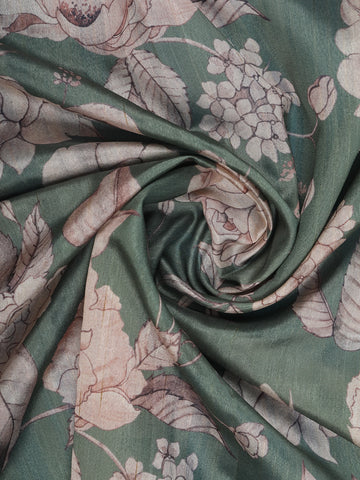 Green Floral Designed Semi Tussar Saree - Diadem