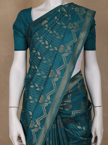 Green Floral Designed Semi Tussar Saree - Diadem