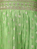 Green Floral Designed Sequins Work Banarasi Gown with Net Dupatta - Diadem