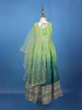 Green Floral Designed Sequins Work Banarasi Gown with Net Dupatta - Diadem
