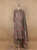 Green Floral Designed Cotton Salwar Suit - Diadem