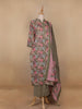 Green Floral Designed Cotton Salwar Suit - Diadem