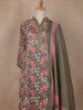 Green Floral Designed Cotton Salwar Suit - Diadem