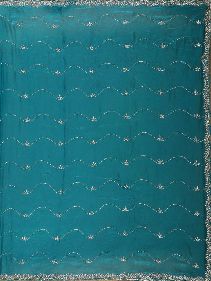 Green Floral Embroidered Organza Designer Saree - Diadem