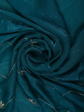 Green Floral Embroidered Organza Designer Saree - Diadem