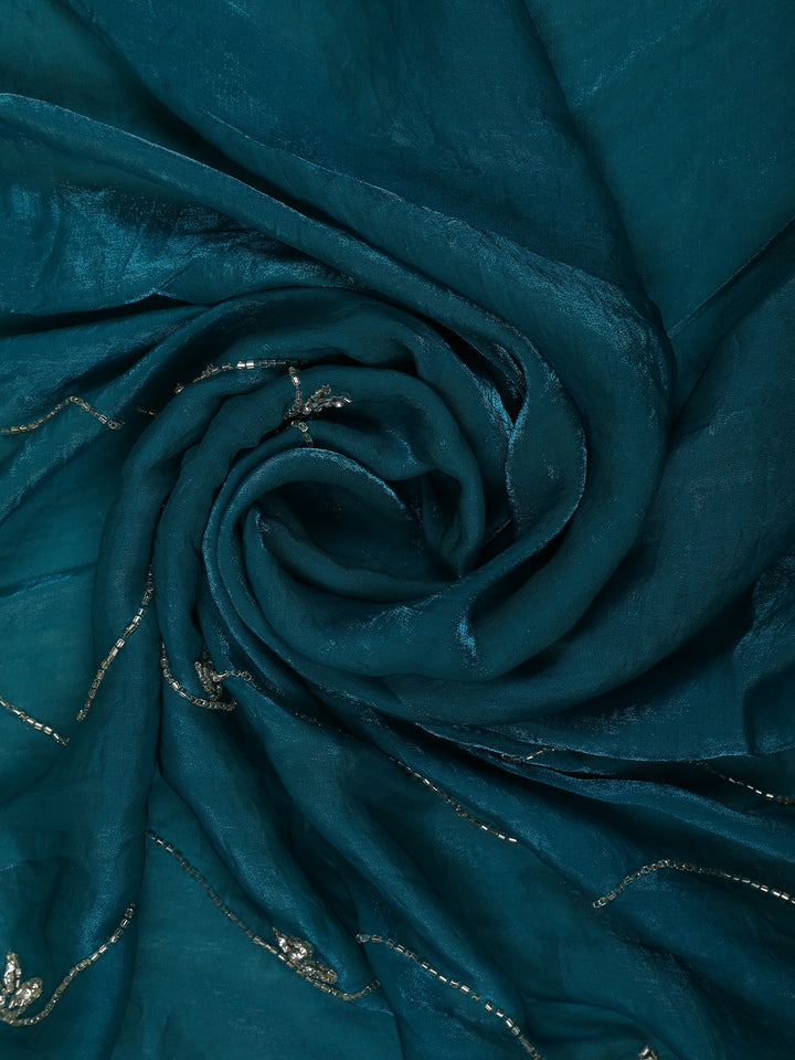 Green Floral Embroidered Organza Designer Saree - Diadem