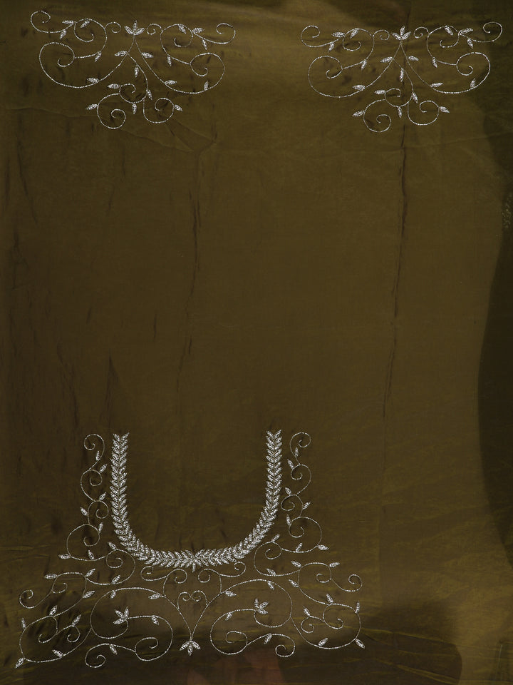 Green Floral Embroidered Organza Designer Saree - Diadem