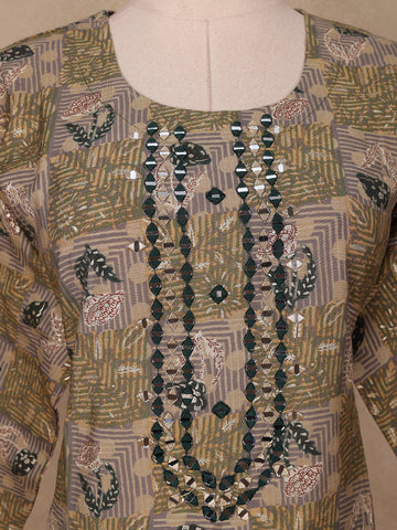 Green Floral Embroidery Semi Silk Salwar Suit - Diadem