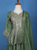 Green Floral Mirror Zari Embroidery Georgette Lehenga - Diadem