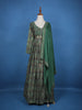 Green Floral Motif Bead Work Cotton Gown - Diadem