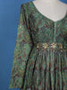 Green Floral Motif Bead Work Cotton Gown - Diadem