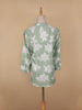 Green Floral Printed Cotton Kurti Top - Diadem