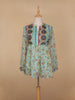 Green Floral Printed Cotton Kurti Top - Diadem
