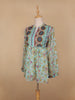 Green Floral Printed Cotton Kurti Top - Diadem