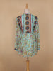 Green Floral Printed Cotton Kurti Top - Diadem