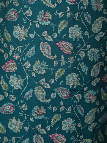 Green Floral Printed Cotton Salwar Suit - Diadem