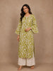 Green Floral Printed Cotton Salwar With Crochet Lace Detailing