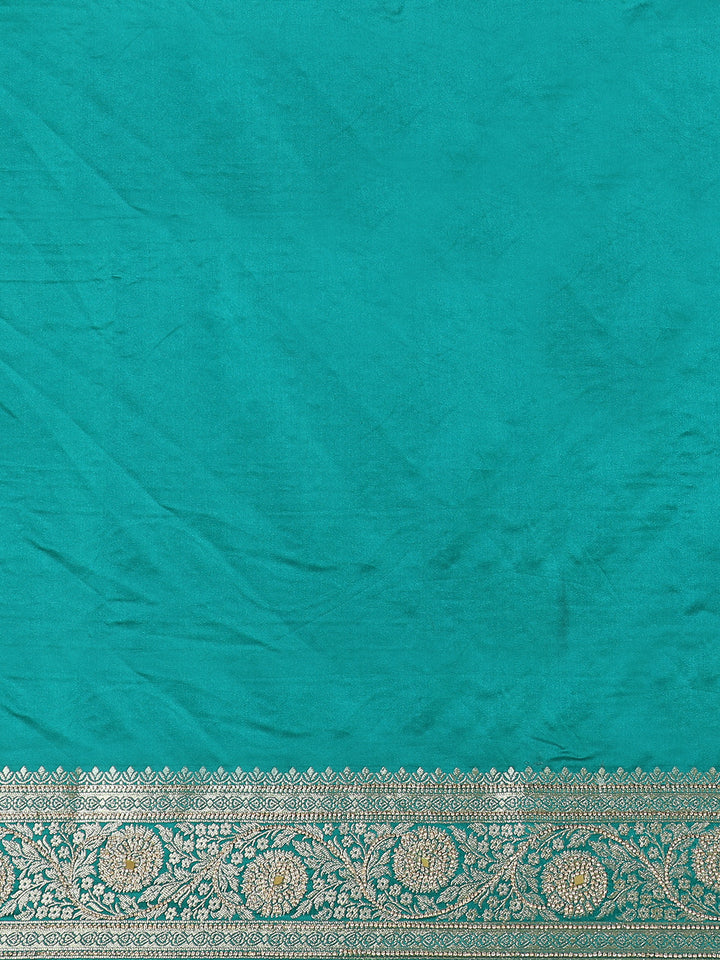 Green Floral Weave and Stone Work Banarasi Silk Saree - Diadem
