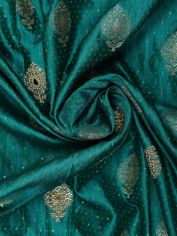 Green Floral Weave and Stone Work Banarasi Silk Saree - Diadem