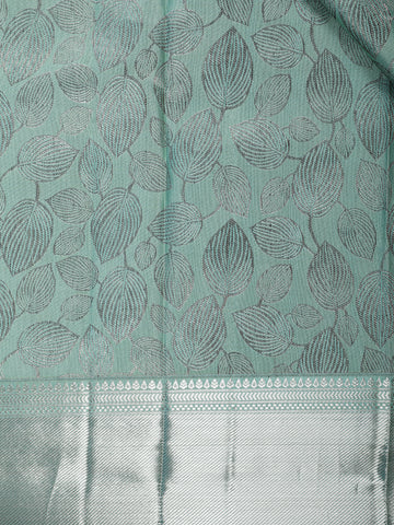 Green Floral Woven Pure Kanchipuram Silk Saree - Diadem