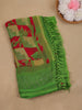 Green Geometric Checked Print with Beaded Synthetic Saree - Diadem