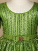 Green Glitter Work Party Gown for Girls