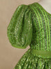 Green Glitter Work Party Gown for Girls