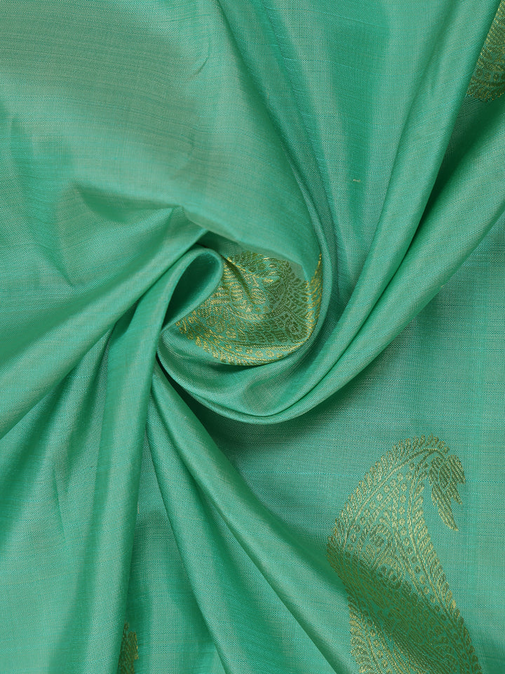 Green Paisley Weave Pure Kanchipuram Silk Saree - Diadem