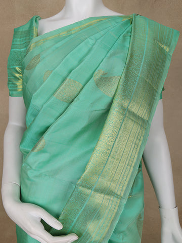 Green Paisley Weave Pure Kanchipuram Silk Saree - Diadem