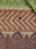 Green Pink Semi Tussar Silk Saree with Chevron Pattern - Diadem