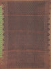 Green Pink Semi Tussar Silk Saree with Chevron Pattern - Diadem