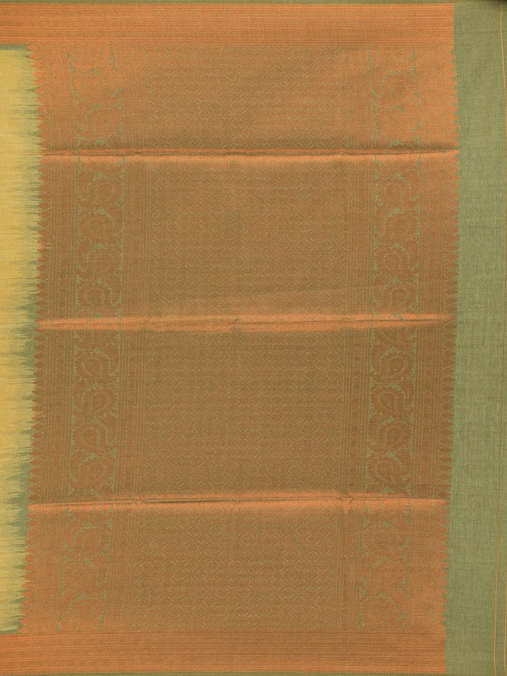 Green Semi Tussar Silk Floral Designed Saree - Diadem