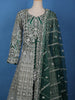 Green Stone And Floral Embroidery Net Bridesmaid Gown - Diadem