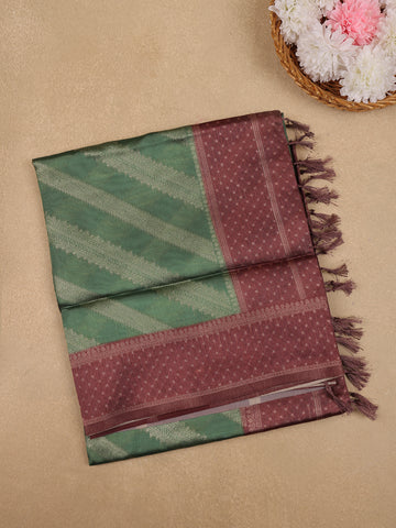 Green Striped Design Tissue Silk Saree - Diadem