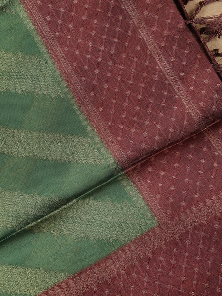 Green Striped Design Tissue Silk Saree - Diadem