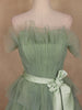 Green and Blue Ombre Tiered Ruffle Ball Gown in Tulle Net - Diadem